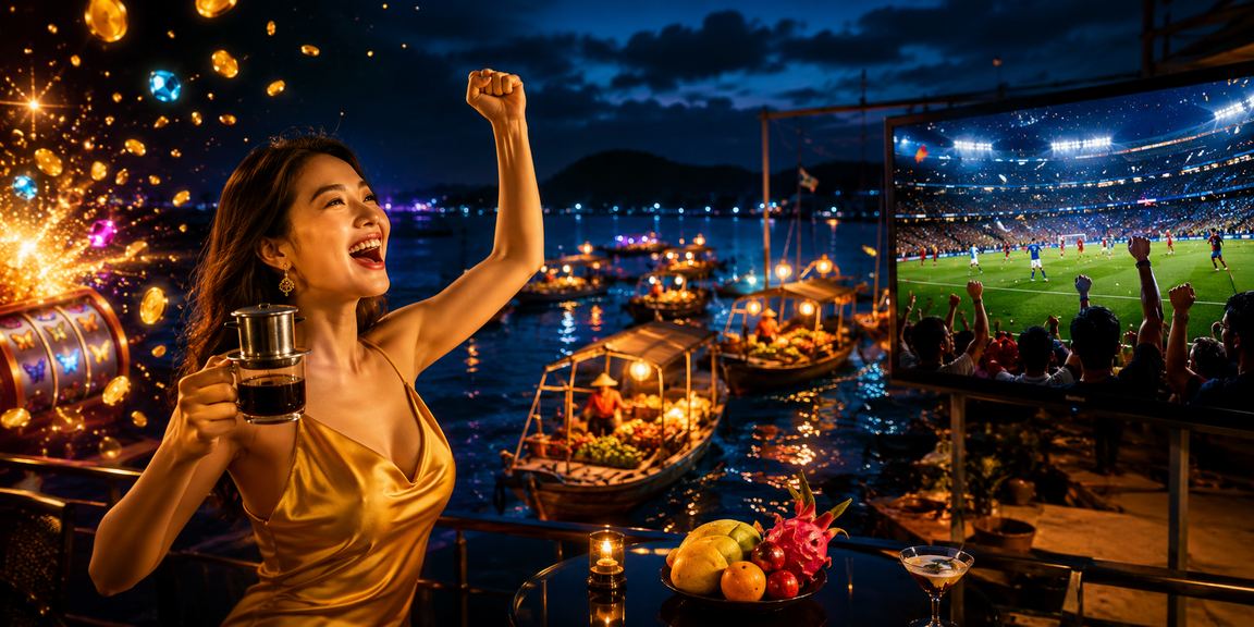 Người chơi tại Phú Quốc thưởng thức cà phê và tham gia slot game trực tuyến trên điện thoại